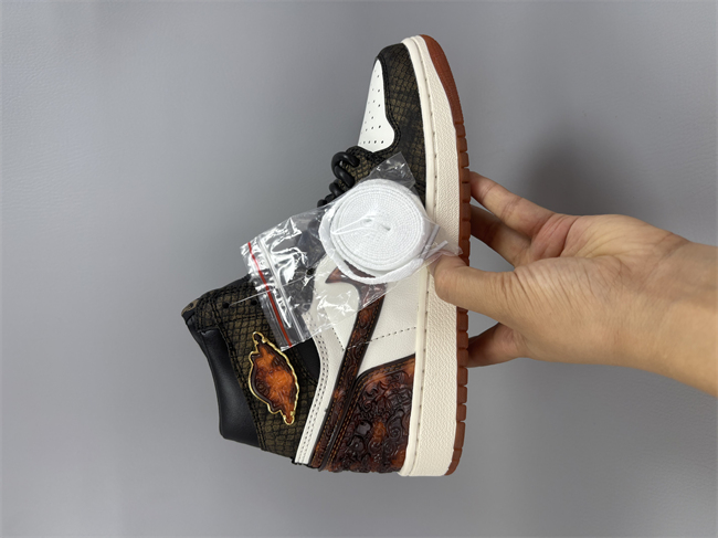 Men's Running Weapon Air Jordan 1 Black/White/Red Shoes 0728